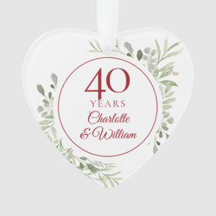 Ornamento Folhas de Aquarela Suave 40º Aniversário