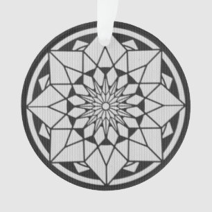 Ornamento Formigueiro de Star Mandala preto e branco
