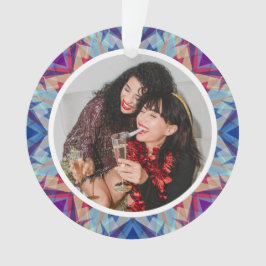 Ornamento Foto Azul Roxo Personalizada da Estrela de Natal