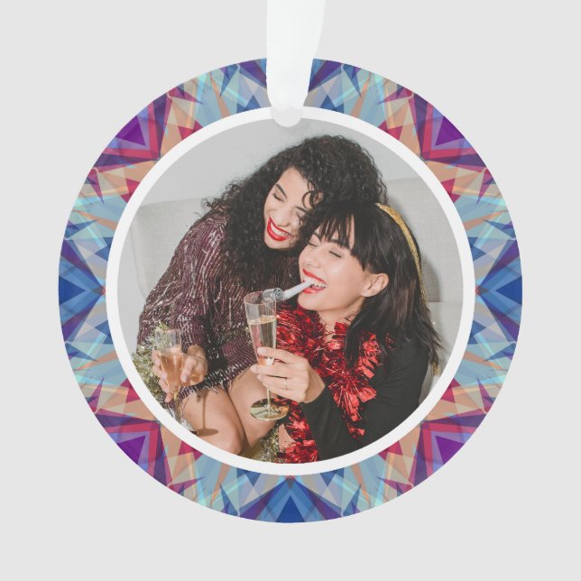 Ornamento Foto Azul Roxo Personalizada da Estrela de Natal (Frente)