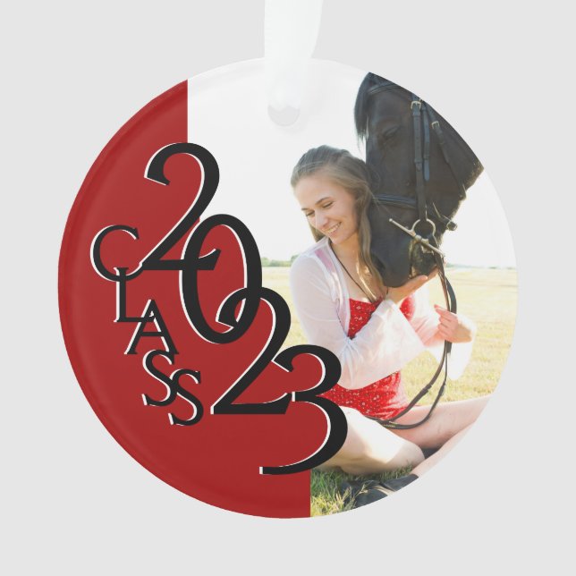 Ornamento Foto da Classe Personalizada Vermelha 2023 (Frente)