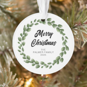 Ornamento Foto da família Floral Christmas Wreath