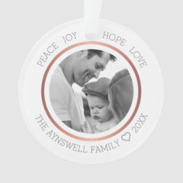 Ornamento Foto da Família Natal Joy Hope Love Modern