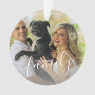 Ornamento Foto da família personalizada mínima elegante