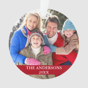Ornamento Foto da família vermelha