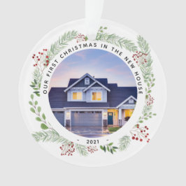 Ornamento Foto da nova casa verde do inverno
