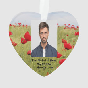 Ornamento Foto Datada do Flor Vermelho Poppy Garden