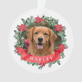 Ornamento Foto de Cachorro Personalizada com Nome de Coroa d