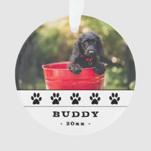 Ornamento Foto de Cão Cachorro Negro Feriado