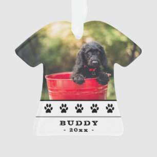 Ornamento Foto de Cão Cachorro Negro Feriado