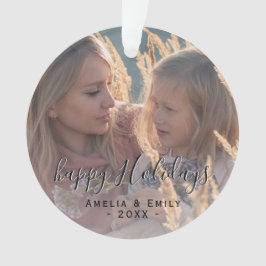 Ornamento Foto de Cheio de Script de Feriados Felizes Simple