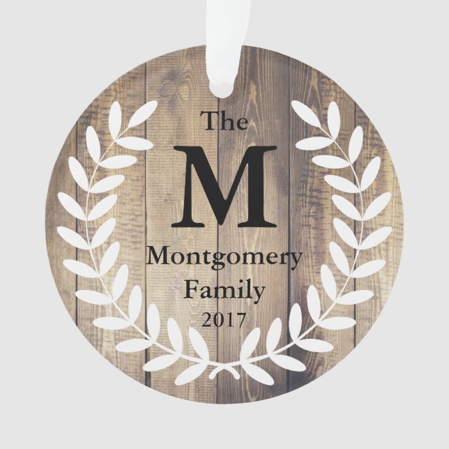 Ornamento Foto de família de madeira do celeiro rústico da (Frente)