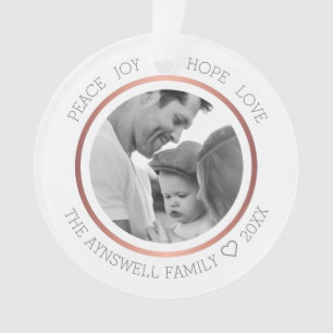Ornamento Foto de Família Natal Paz Alegria Esperança Amor M