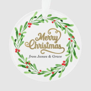 Ornamento Foto de Feriado da Família Feliz Natal Elegante D