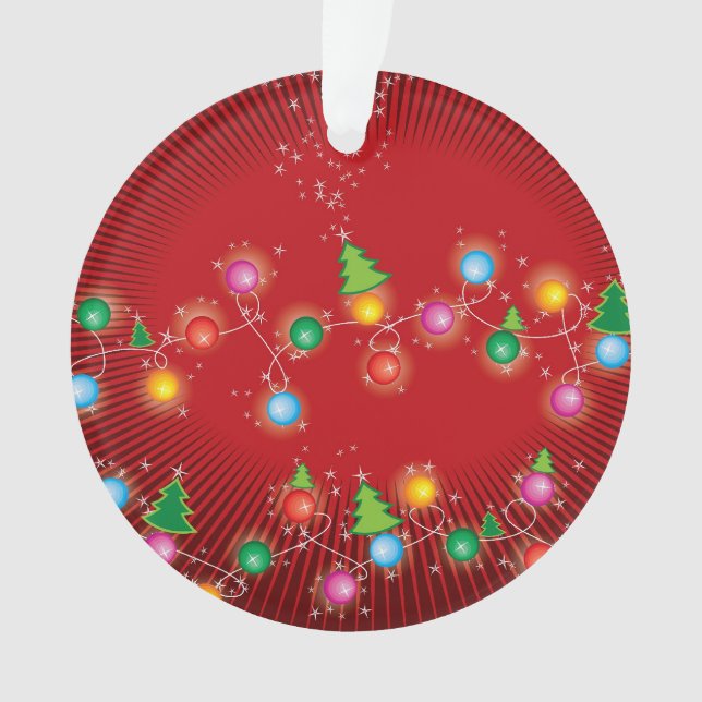 Ornamento Foto de Feriado das Luzes das Mini Árvores de Nata (Frente)