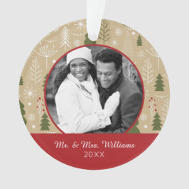 Ornamento Foto de Feriado | Padrão da Floresta de Natal