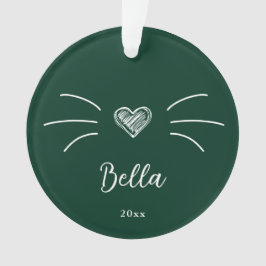 Ornamento Foto de Gato Fofo Verde