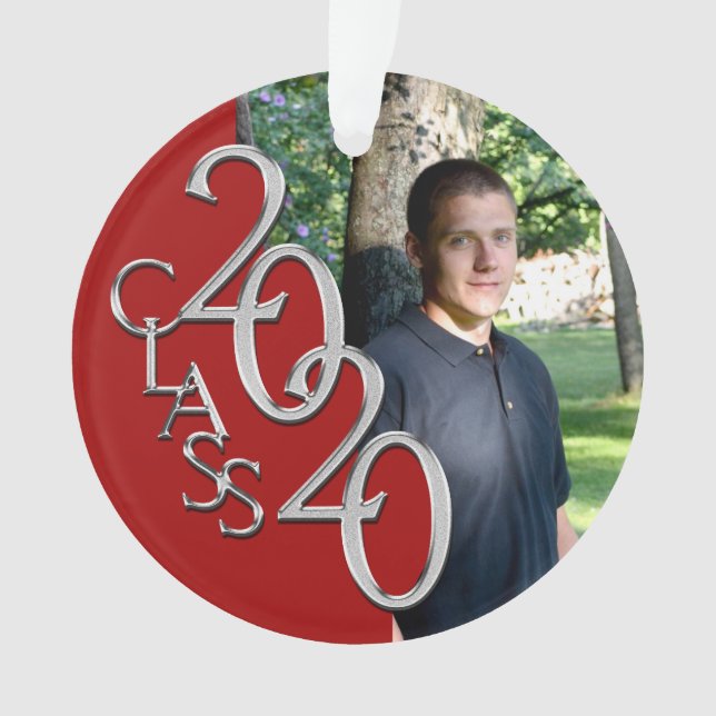 Ornamento Foto de graduação em Red e Silver 2020 (Frente)