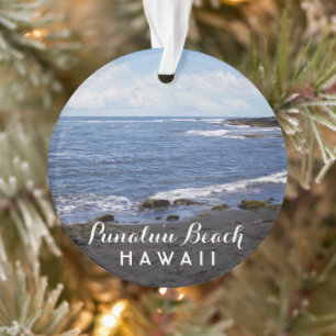 Ornamento Foto de Havaí 2 da praia de Punalu'u + Ano da