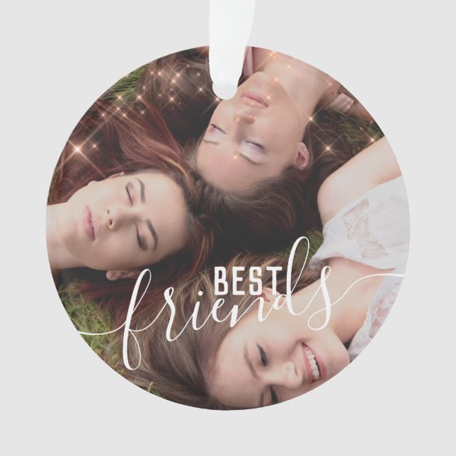 Ornamento Foto de melhores amigos personalizados de rosa dou (Frente)