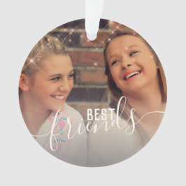 Ornamento Foto de melhores amigos personalizados de rosa dou
