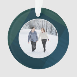 Ornamento Foto de Natal da xadrez clássica casada