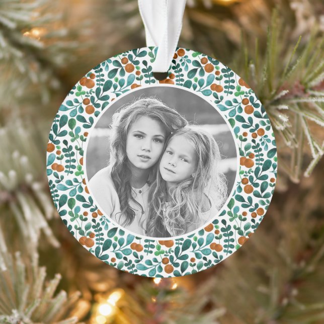 Ornamento Foto de Natal de Berries Aquarela Fresca (Árvore)