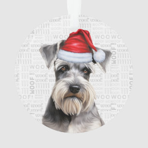 Ornamento Foto de Natal de Cachorro Schnauzer Fofo