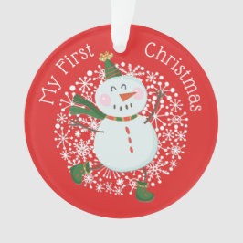 Ornamento Foto de Natal do Bebê Snowman Snowflakes