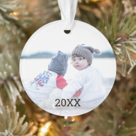 Ornamento Foto de Natal Lado de Silver Snowflake 2