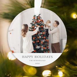 Ornamento Foto de Natal mínima | Retrato da família moderna