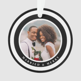 Ornamento Foto de Natal Moderno Casada e Feliz