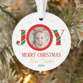 Ornamento Foto de Natal Personalizada com Alegria