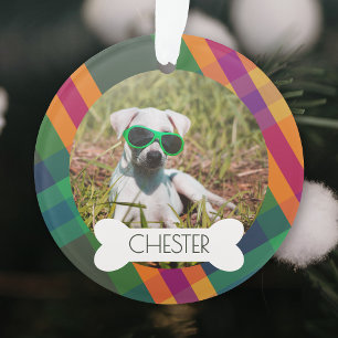 Ornamento Foto de Osso de Cachorro em Xadrez de Tons Precios