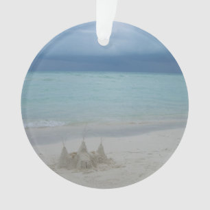Ornamento Foto de Paisagem de Praia de Stormy Sandcastle