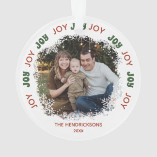 Ornamento Foto de quadro de JOY Snowflake