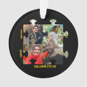 Ornamento Foto de quebra-cabeça personalizada Você me comple