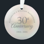 Ornamento Foto do aniversário de Pearl 30<br><div class="desc">Apresentando uma linda pérola,  esta festa de aniversário de 30 de chic pode ser personalizada com suas informações especiais de aniversário de pérola em um fundo de pérola e sua foto ao contrário. Projetado por Thisnotme©</div>