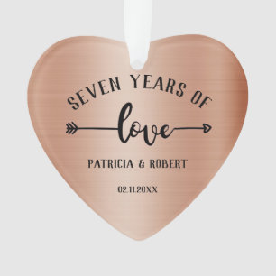 Ornamento Foto do Aniversário do 7 Casamento do Cobre