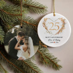 Ornamento Foto do Casal Dourado do Aniversário do Casamento<br><div class="desc">Ornamento de Fotografias do Casal Dourado do Aniversário de Casamento 25</div>
