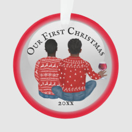 Ornamento FOTO DO casal Gay Afro-Americano e Indiano