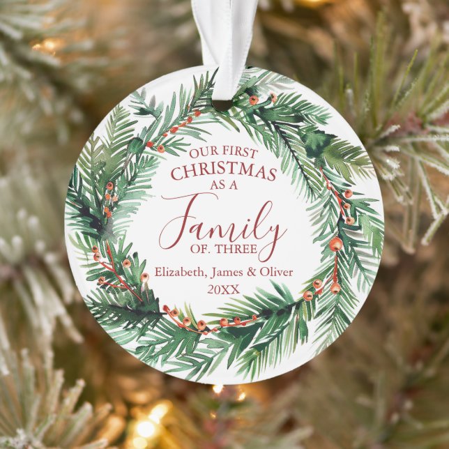Ornamento Foto do nosso primeiro Natal como uma família de t (Árvore)