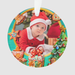 Ornamento Foto do Primeiro Natal do Bebê Lembrança de Féri