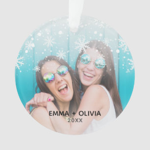 Ornamento Foto dos melhores amigos do floco de neve