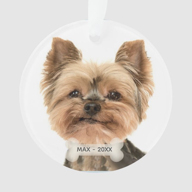 Ornamento Foto Dourada personalizada de Yorkshire Terrier Do (Frente)