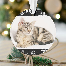 Ornamento Foto e nome de 2 animais de estimação Snowy Natal