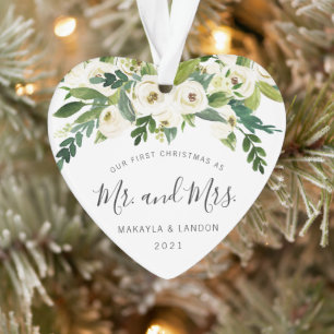 Ornamento Foto Floral Recentemente Nosso Primeiro Natal