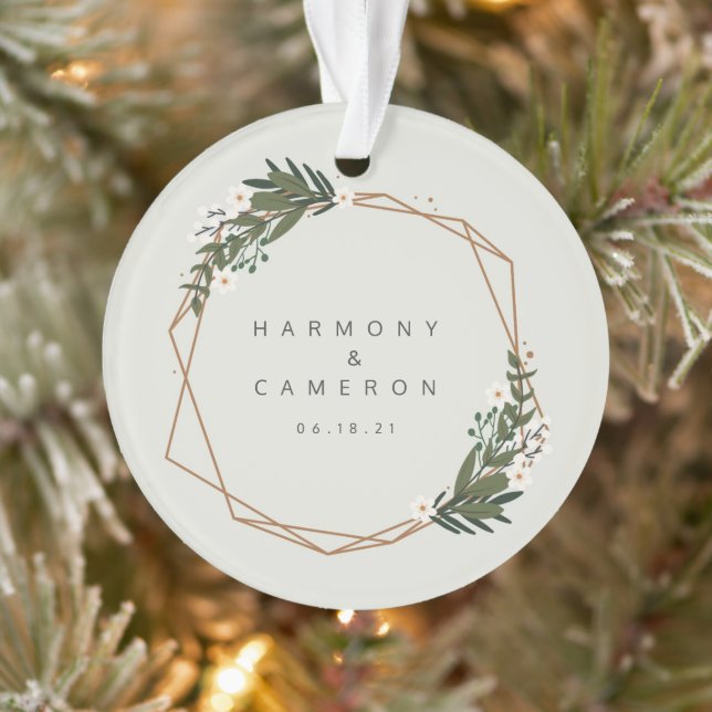 Ornamento Foto Geométrica Recém-Feita Nosso Primeiro Natal (Árvore)