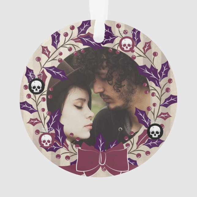 Ornamento Foto gótico da grinalda do Natal (Verso)