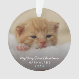 Ornamento Foto Moderna Simples Gato de Kitten Primeiro Natal